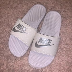 White Nike Slides (size 10)